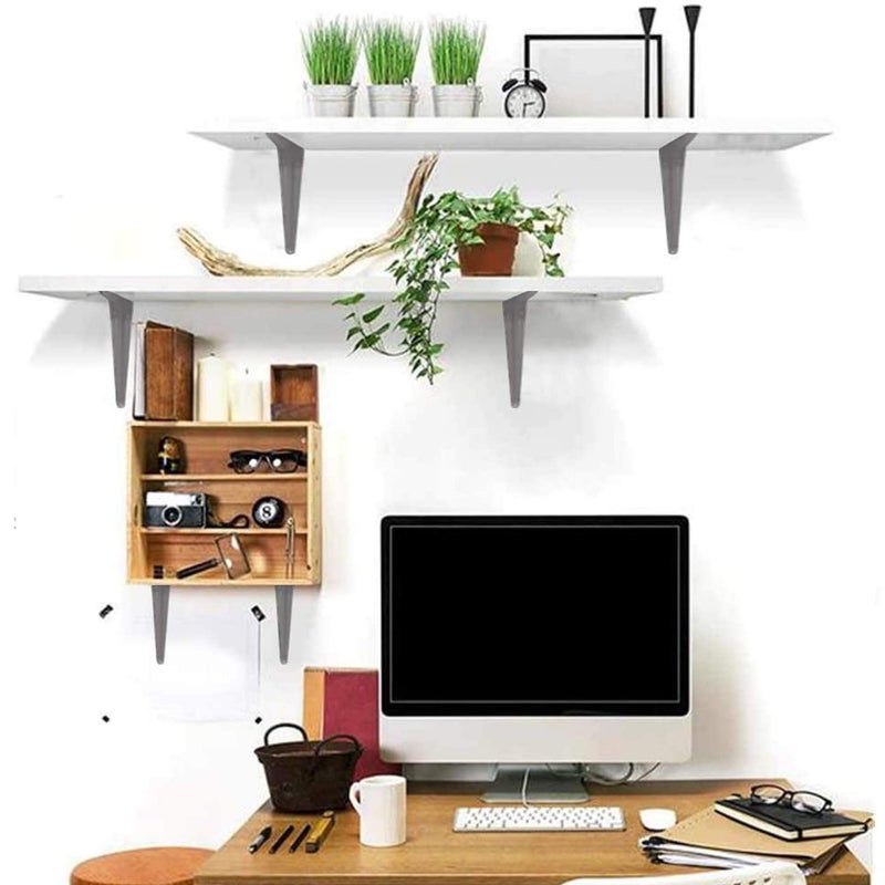 Wideskall Metal 4"" x 5"" inch Wall Corner Angle Shelving Shelf Brackets, Grey, Pack of 20 - Image 4